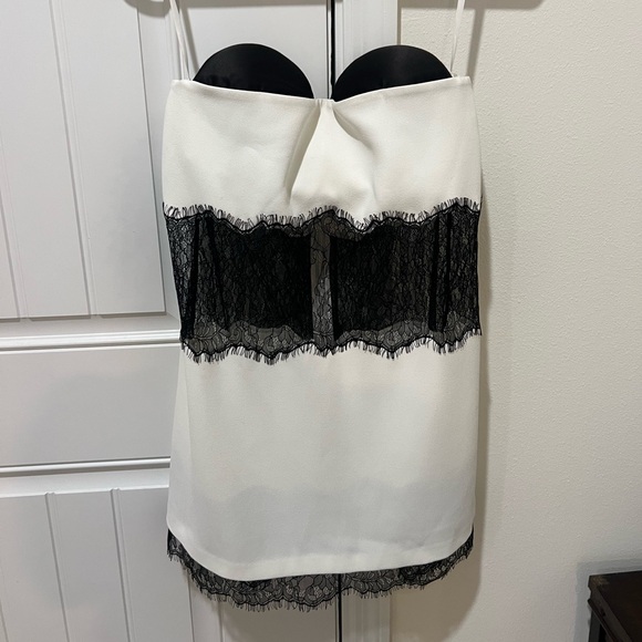 NEW Retrofete sample piece white strapless mini dress with black lace - rare - S - Picture 1 of 8